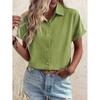 Womens Loose Fit Short Sleeve Printed Shirt Casual Vacation Style Collared Open Front Top