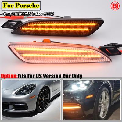For US Version Porsche Cayenne 958 2015 2016 2017 2018 Amber Full LED Bumper Side Marker Turn Signal Light