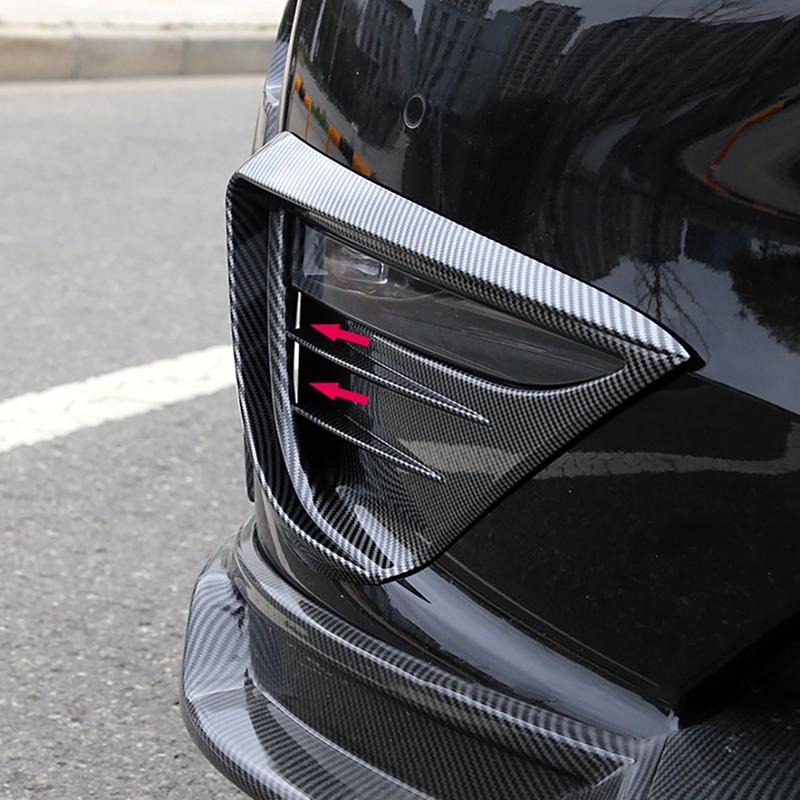 Pour Tesla Model Y, aileron de phare antibrouillard, garniture de lame, housse de protection, couteau à vent en dents de bois, autocollant de décoration ABS, accessoires de voiture