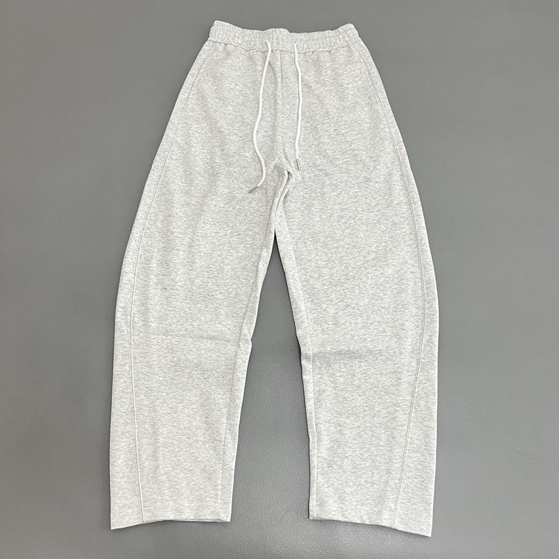 

Women s Minimalist Curved-Leg Elastic Waist Pants, Contrast Stitching, Spring/Autumn Style, Loose Fit, with Pockets, Versatile Sweatpants. 2X-Large серый/белый