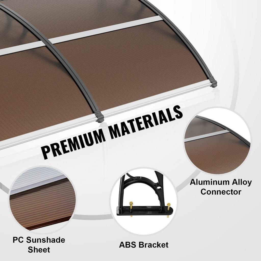 Window Door Awning Canopy 80" X 40", UPF 50+ Polycarbonate Entry Door Outdoor Window Awning Exterior, Front Door Overhang Awning for Sun Shutter, UV,