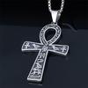 Punk style personalized ready-to-ship ank cross necklace - fade-proof stainless steel egyptian mythology silver pendant