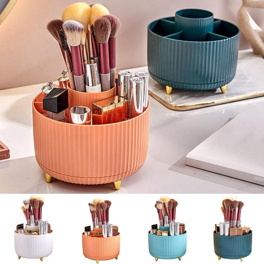 

5 Slots Lipstick Eyeliner Holder Plastic Pen Holder Rotating Makeup Brush Storage Box Desktop