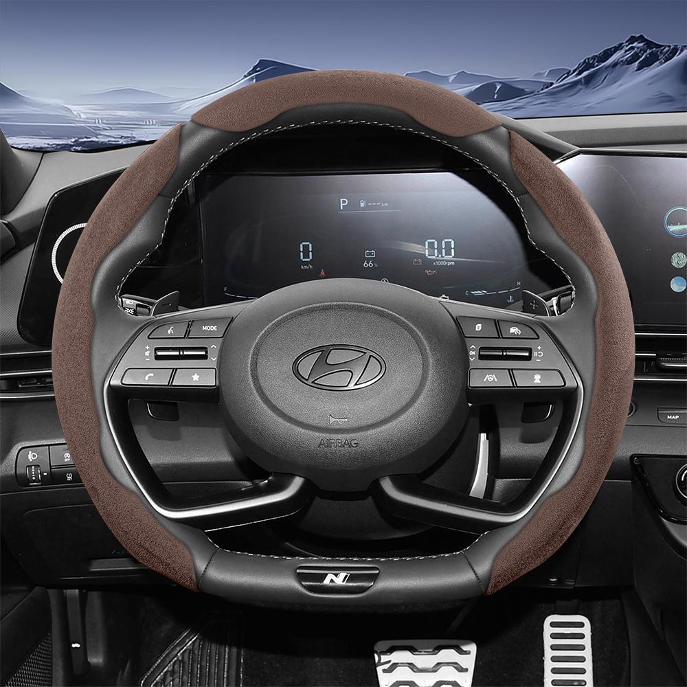 EEJQ9 Suitable for Hyundai Sport Suede Steering Wheel Cover with Split Snap-On Design for Tucson Elantra Avante I30 Sedan Alcazar Grand Creta I10 