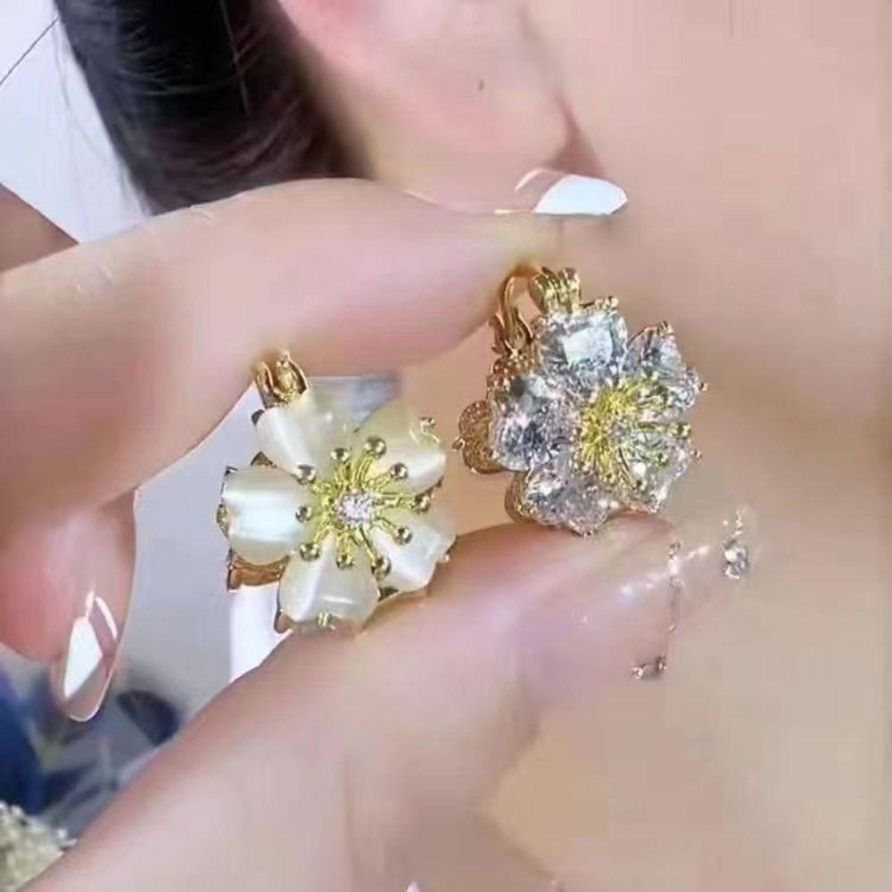 Pastoral Style Flower Vintage Earrings Jewelry Accessories Crystal  Earring  Decoration