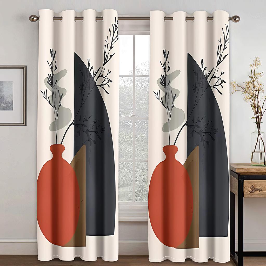 Moderne Kunst Blatt Abstrakt Einfache Fenstervorhänge für Wohnzimmer Kinderzimmer Badezimmer Schrank Küchentür Heimdekor 2 Stück