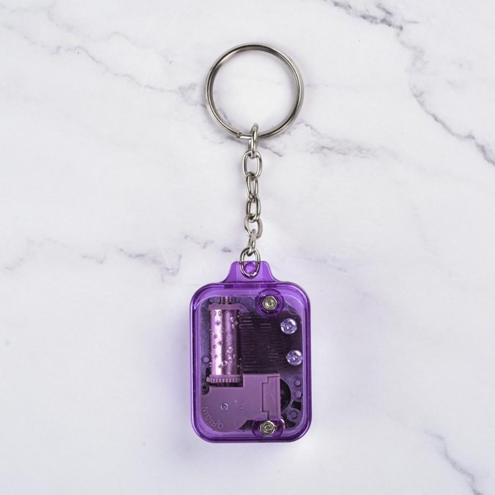 Mini Acrylic Music Box Keychain Acrylic Material Mini Mechanical Music Box  For Music Lovers