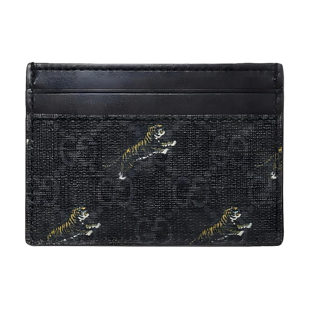 

Gucci Tiger Print Logo Canvas And Leather Card Holder Men Card Holder Black Gray 597604-G2BAN-1087 Box(Basic Set+Box)