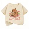 Kawaii Capybara Kids Tshirts Summer Short Sleeve Tees Cartoon Animal Boys Girls Clothes Kawaii Tops Y2K Children T-shirt