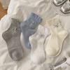 Women's Korean Style Lace Heart Bowknot Ballet Mid-Calf Cotton Socks - Thin & Breathable