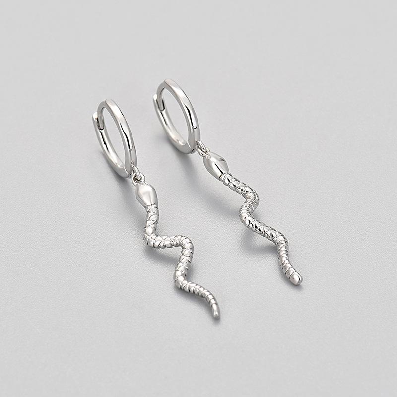 Minimalist Snake Hoop Earrings For Women Chic Cool Tone Fashionable Elegant Personalized Jewelry Accessories copper