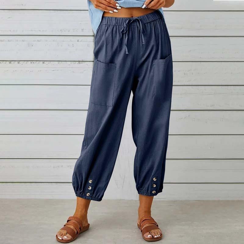 2025 Women's Loose High-Waisted Wide Leg Linen Cotton Pants