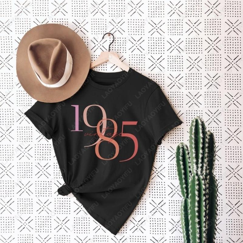 Classic 1986 Cotton Tshirts For Women Vintage 40th Birthday Year Number Tshirt for Her Creative Trend Casual Style Unisex Tee
