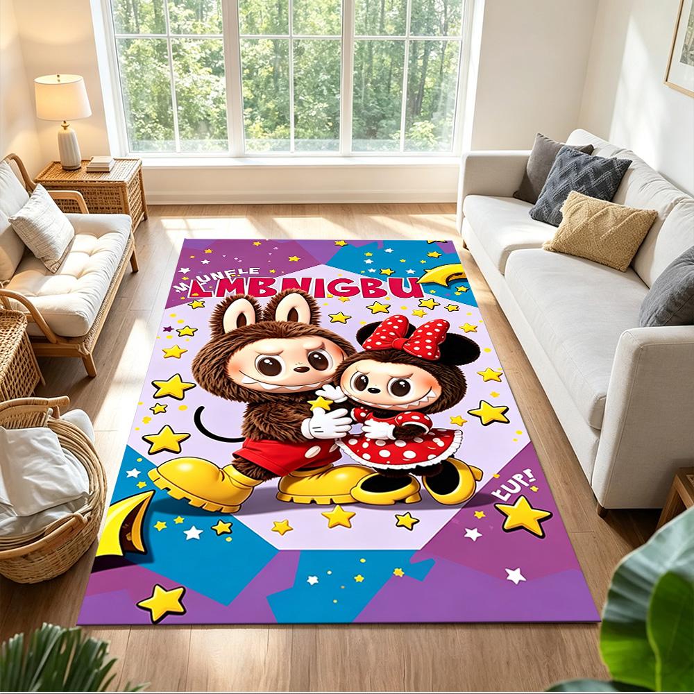 Labubu Floor Rug Office Rug Design for Hallway Entryway Dormitory Balcony Antislip Carpet Office Home Decor Wedding Party Gift