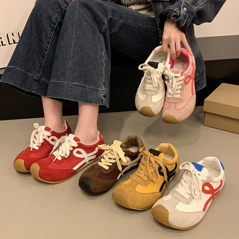 Red German training shoes for women's 2025 new spring retro cute soft-soled sports and leisure versatile Forrest Gump board shoes