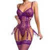 Purple Sexy Lace Transparent Strap Jumpsuit Hollow With Stockings Women Rompers Clothing Body Suits Sweet Korean Women FD90