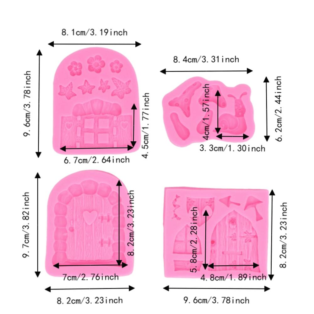 4pcs Easy Release Fairy Garden Molds Non-Stick Fondant Cake Molds  Wedding Cake Decor