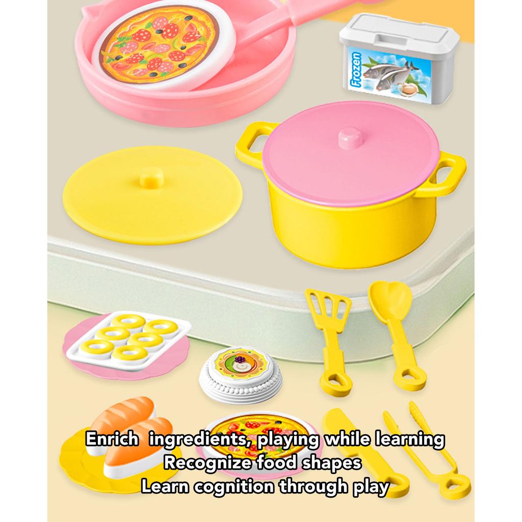 48 PCS Kitchen Toys Set Integrated Realistic Interesting Immersive Smooth Edges Interactive Play Kitchen Set for Pretend Play