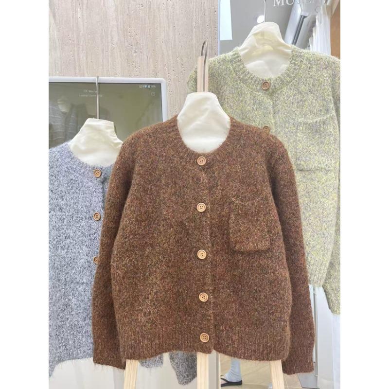

Flower thread knitted cardigan women s clothing autumn and winter new lazy wind loose retro sweater jacket women average size