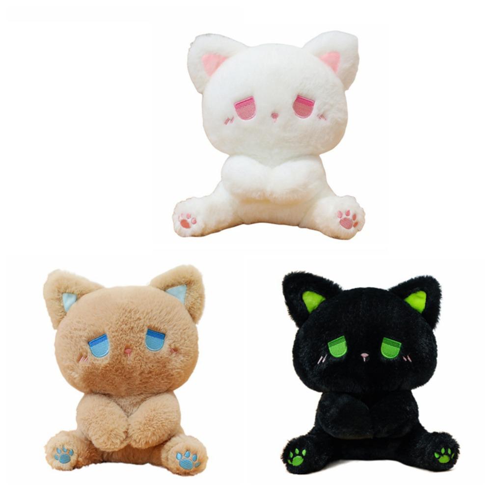 Comfortable Black Cat Plush Toy Emo Bear Stuffed Animal Doll Plush Bear Doll Toy  Throw Pillow