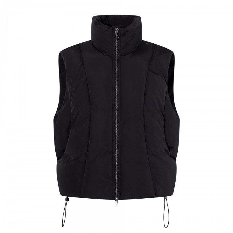 Mens Streetwear Vintage High Neck Loose Fit Puffer Vest Solid Color Winter Casual Cotton Jacket