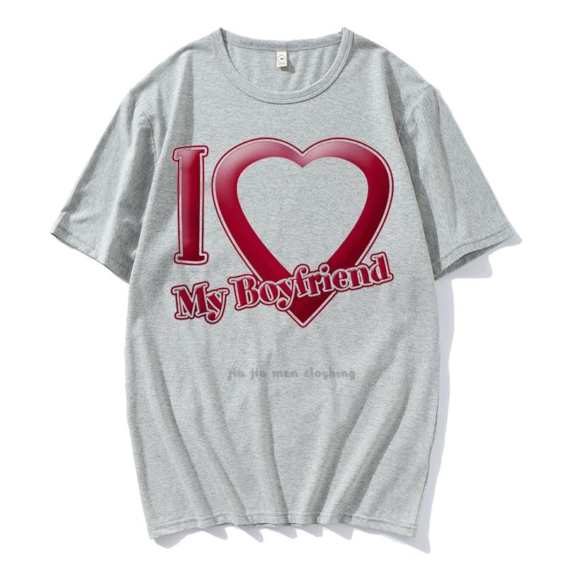 

Футболка I Love My Boyfriend WoUnisex с принтом в виде букв, персонализированные футболки, забавная футболка Harajuku для девочек, одежда Y2k, футболка Oveisized S