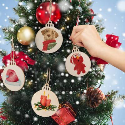 1 Stück Frohe Weihnachten Holz Runde Anhänger Etiketten Weihnachtskugeln Dekoration DIY Bastel Ornamente Weihnachten Neujahr Navidad Dekor