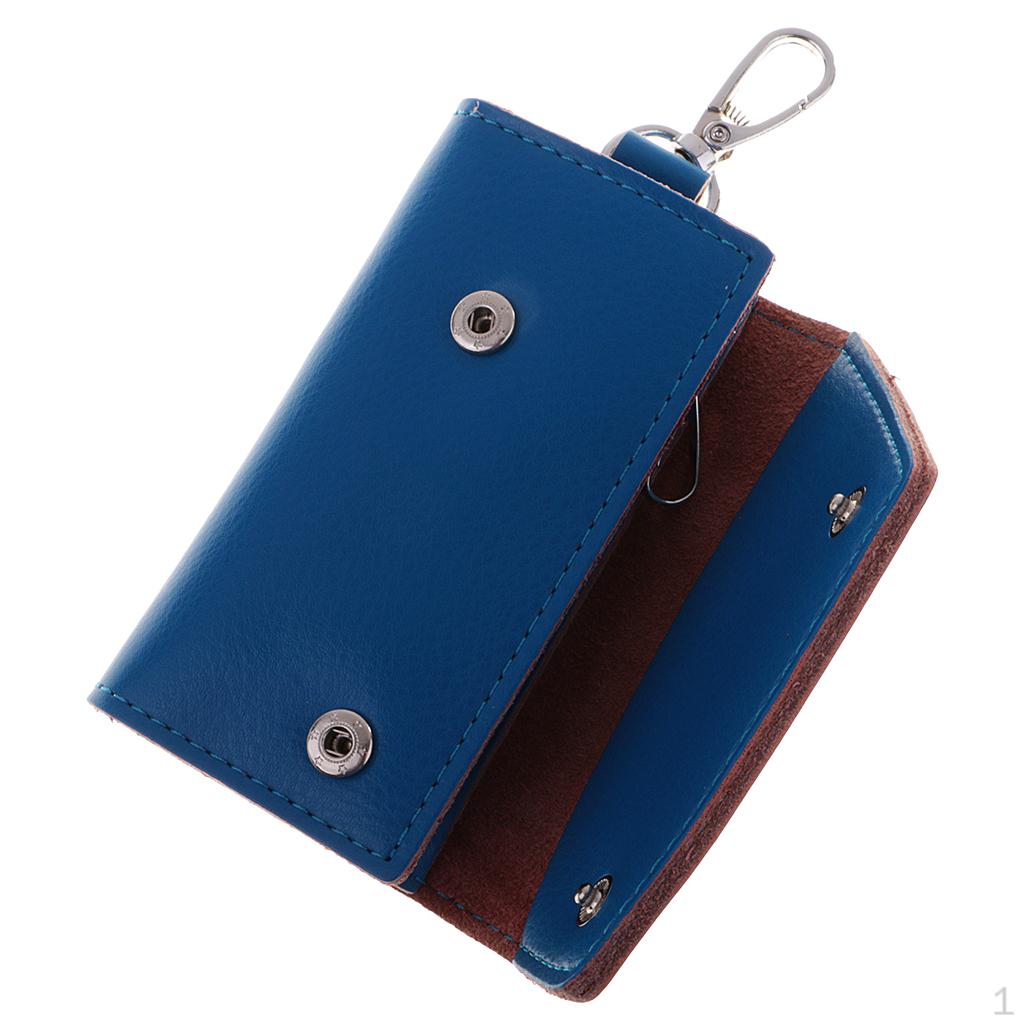 Leather Card Key Case Pouch Holder Chain Rings Bag Wallet