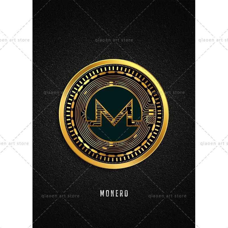 Abstract Golden Bitcoin Monero Cardano Canvas Painting Nordic Modern Wall Art Poster Print Pictures for Room Interior Home Decor