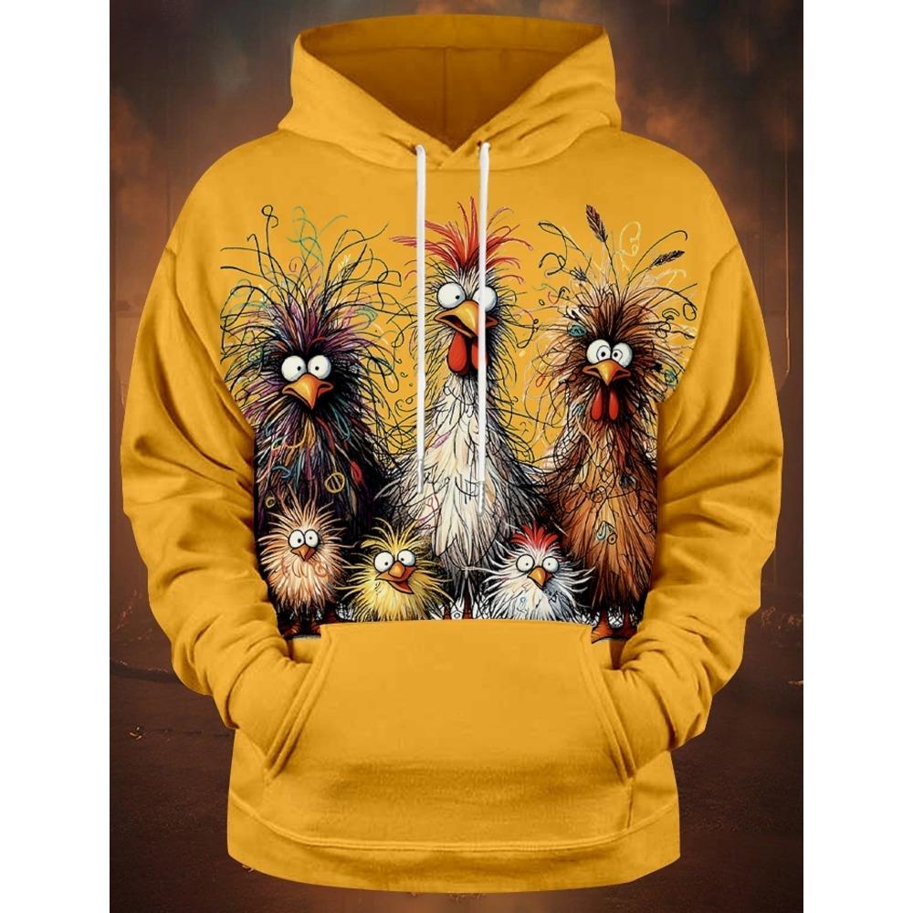 Lustiger Tier Hühner Print Unisex Hoodies Herbstmode Street Herren Sweatshirts Lässig Locker Herren Bekleidung Oberteile Hoodies