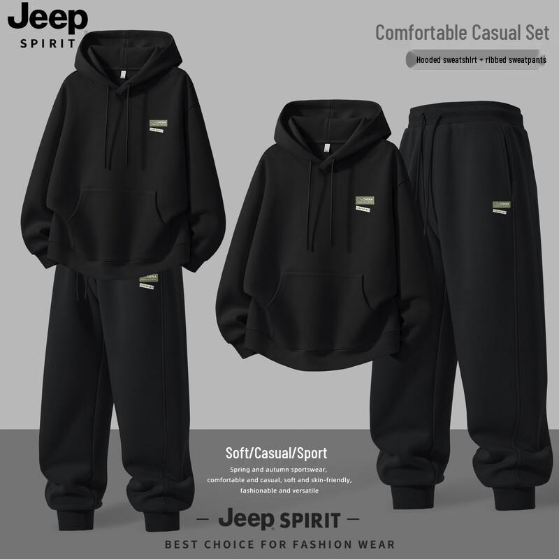 JEEP SPIRIT Men s 2025 Autumn Hooded Sweatshirt & Track Pants Set XL