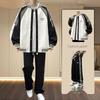 Men's Spring/Fall American Baseball Jacket: Trendy Hong Kong Style for Teens with Round Neck and Stylish Print