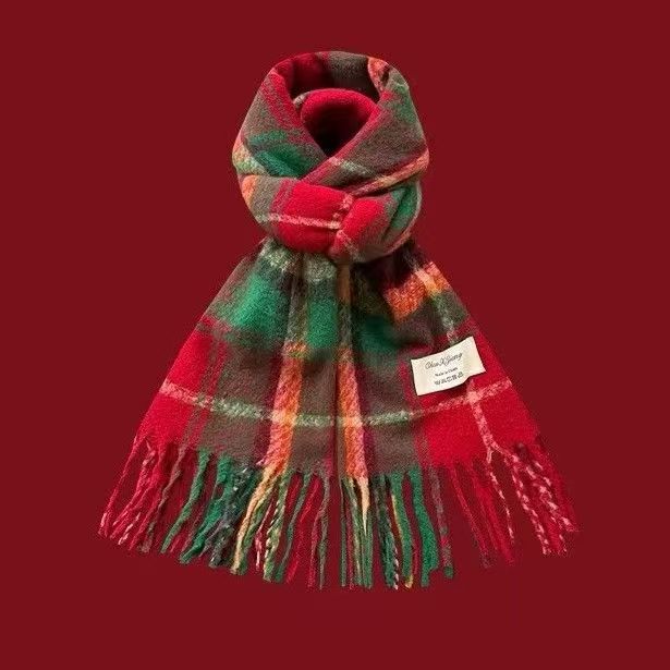 New Christmas Scarf Women's Versatile White Imitation Cashmere Elk Scarf New Red Scarf