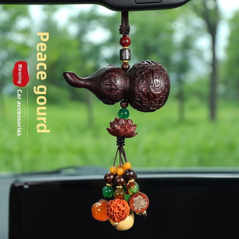 Style Wooden Car Hanging Pendant With Fortune Motifs For Peaceful Road Travel