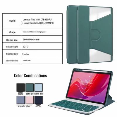 Lenovo Tab M11 Bluetooth-Tastatur Lederhülle mit Stifthalter (Acrylschale) für 11-Zoll Xiaoxin Pad 2025