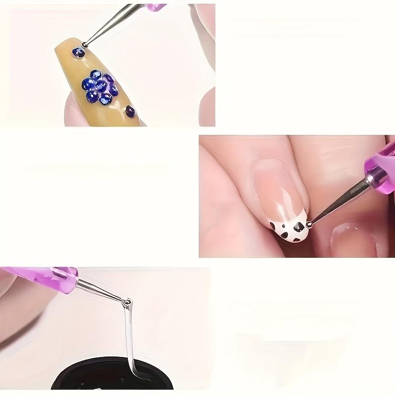 5 Stück Doppelkopf Nailart Punktierstift, Kugelkopf Punktierwerkzeug Nailart Werkzeug Verwendet für Nageldekoration Kunst Punktieren, Schnitzen und Zeichnen