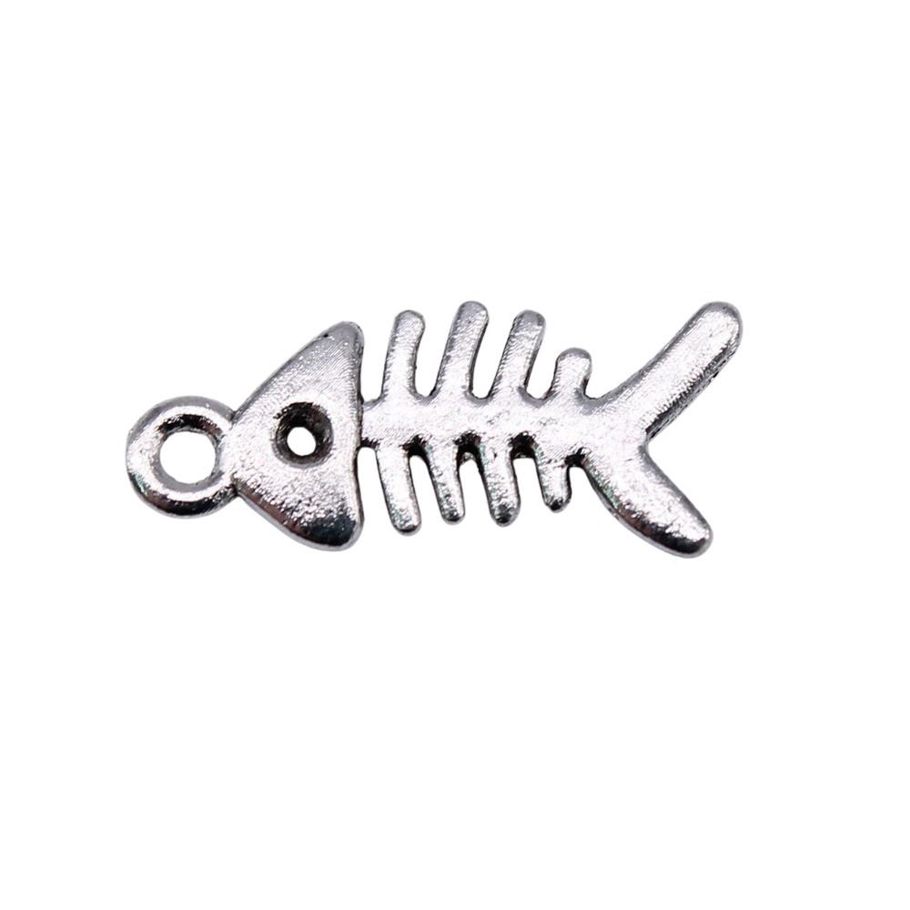 Fish Bone Charms Multi Color Alloy Pendants For Ocean Themed DIY Jewelry Accessories