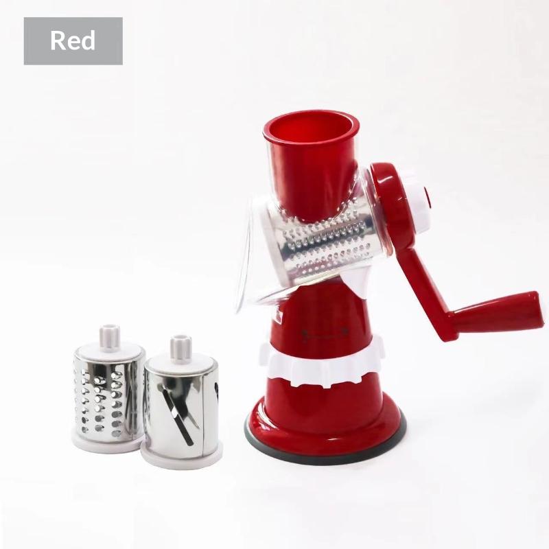 Manual Rotary Cheese Grater 3 Rust-Resistant Stainless Steel Blades Strong Suction Base for Home Kitchen Food Prep