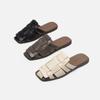 Spring and Summer Half Baotou Outer Wear Slippers Casual Woven Flat Bottom Non-slip Sandal Mop Female