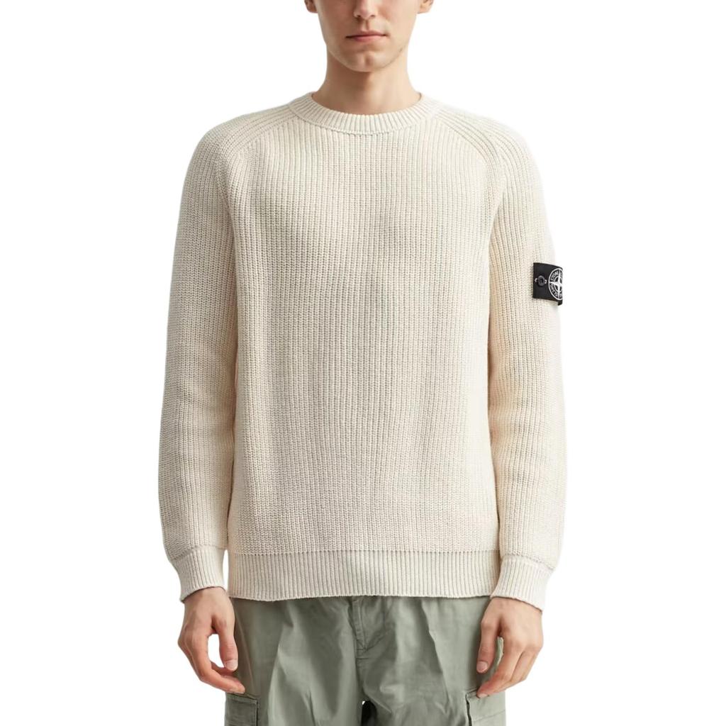 Stone Island Ss25 Crew Neck Pullover Knit Ribbed Edge Logo Casual Comfortable Solid Color Sweater Men sweater K2S155100012S00TA-V0093
