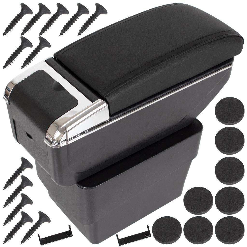 Skoda Octavia III 13-20 Armrest with Storage Compartment, Black Eco Leather + Mounting Kit