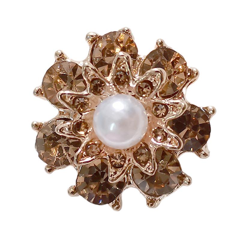YOKO Double Layer Flower & Pearl Gemstone Diamond Blazer Buttons - Double-Sided Wool Fur Coat Decoratives