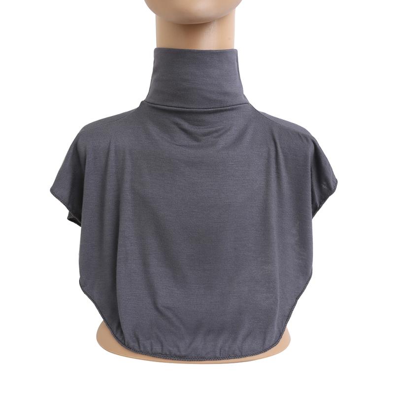 Womens Muslim Modal Fake False Collar Islamic Hijab Extensions Turtleneck High Neck Cover Warmer Bright Solid Color Half Top