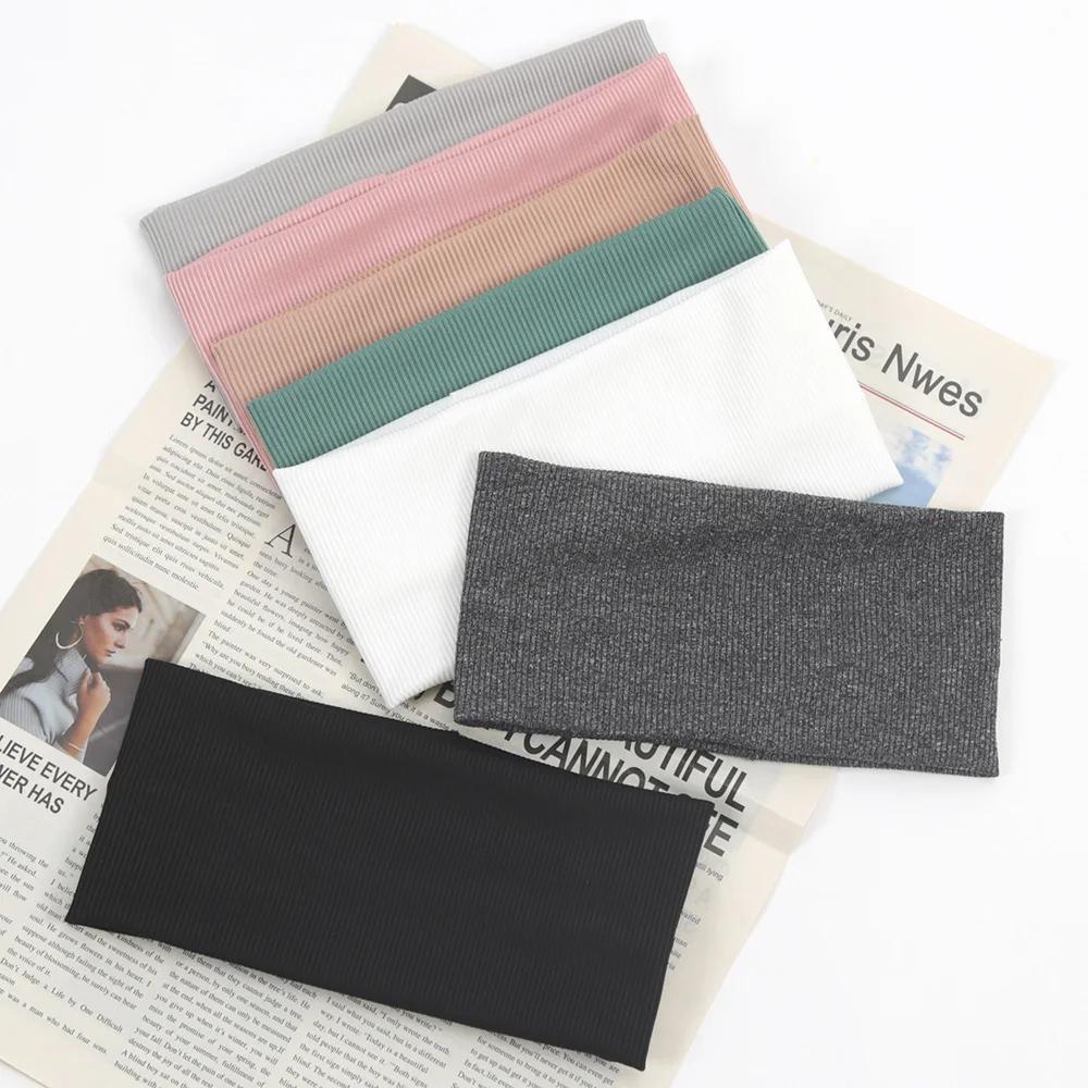 

Women Solid Color Headband Yoga Knitting Elastic Hair Bands Turban Makeup Hair Hoop Vintage Fashion Hair Band Accessories One Size