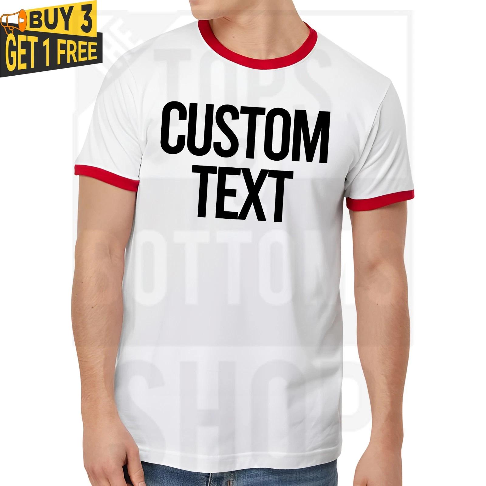 Custom Text Ringer T shirt, Personalized Text, Add Your Own Text 3XL