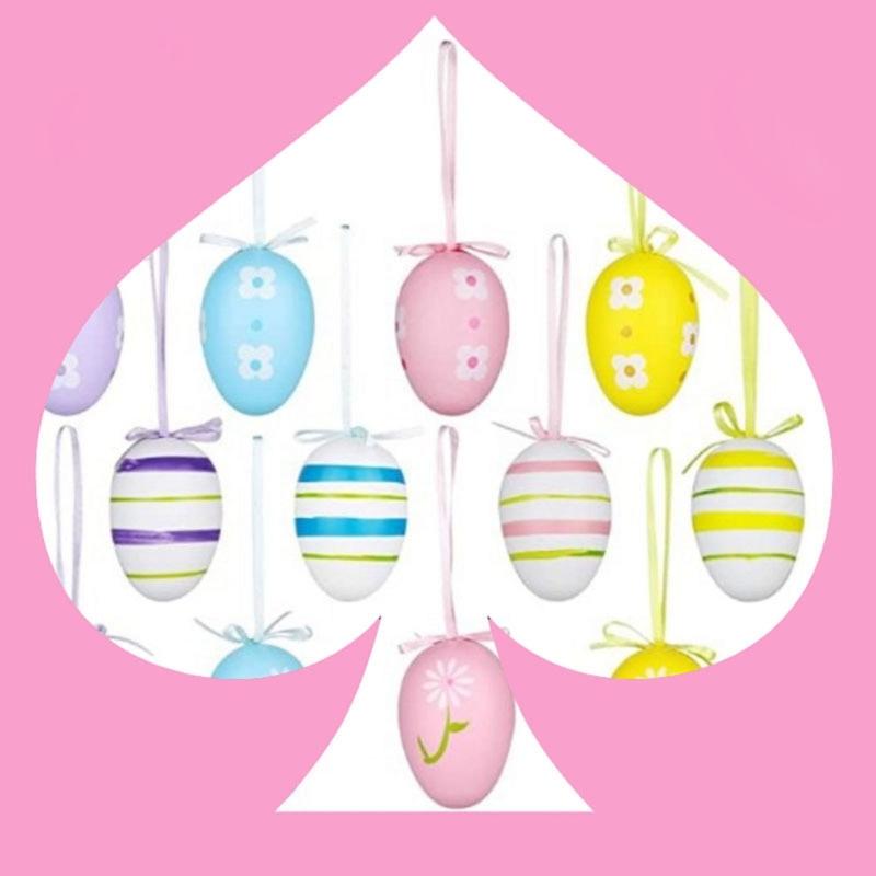 12Pcs Easter Colorful Eggs Handmade Art Ornament Decorative Crafts Supplies for Children Adults DIY Photo Props