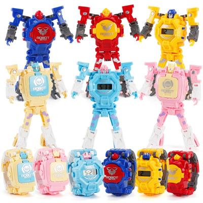 Horký! Kreslený transformovatelný robot elektronické náramkové hodinky s digitálním displejem Watch Child Boy Girl Toy