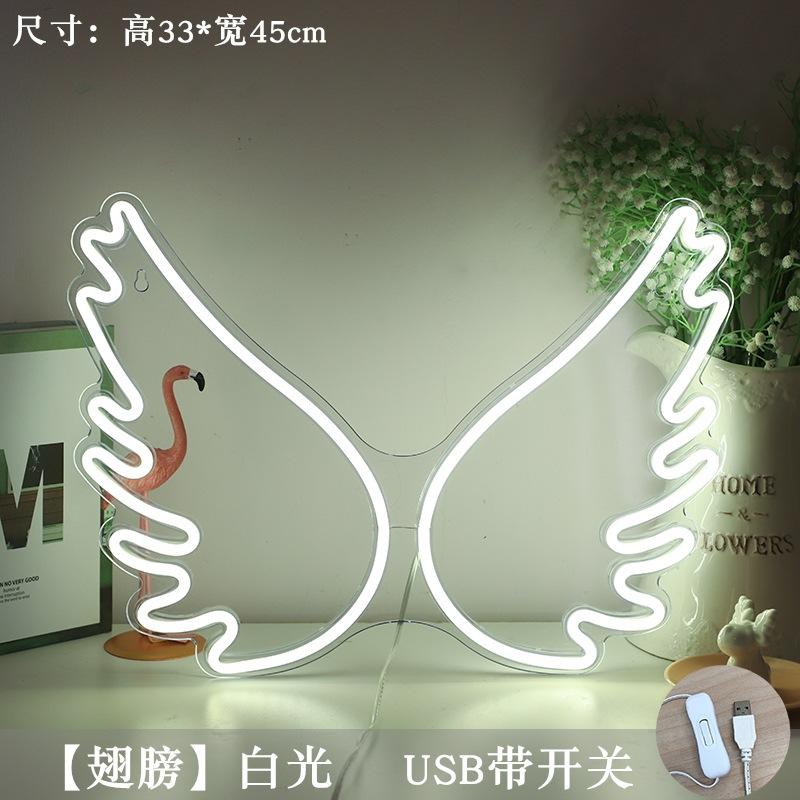 XYXP Fairy Wings Neon Lights Angel Wing Wedding USB Powered Acrylic Led Wall Decor Girl Children To the Room With Sign Gift