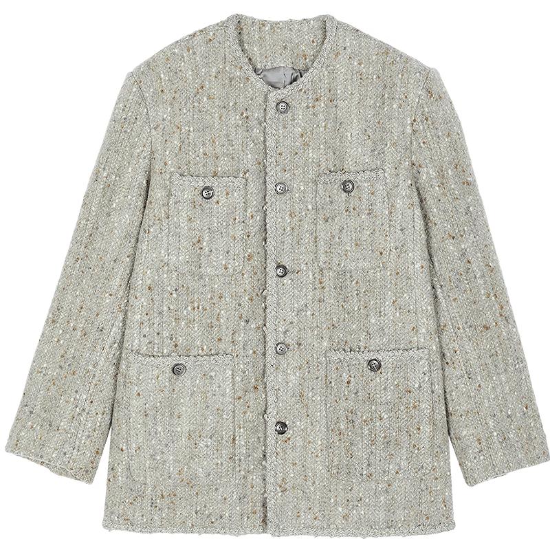 

JNBY 2025 Winter Collarless Loose Wool Blend Overcoat XS