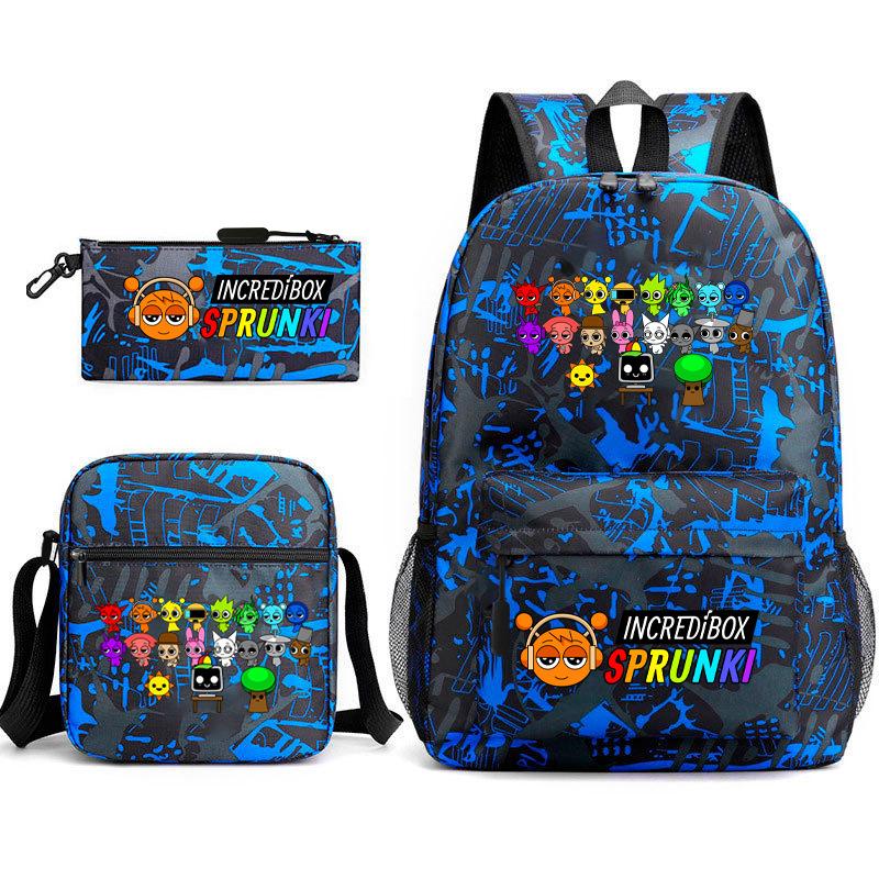 3D New Game Rhythm Box Sprunki School Bag Backpack Elementary and Secondary School Backpack Crossbody Bag Pencil Bag D